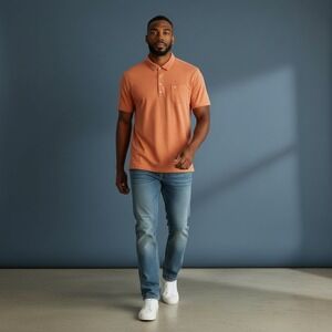 Travis Mathew Mens Golf Polo Shirt Orange Size XXL SS Pocket Performance